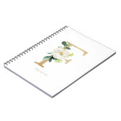 Carnet Faux Gold Foil Fleur blanche F Monogramme (Côté gauche)