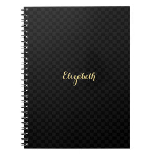 Carnet Faux Gold Nom Elégant Personnalisé Motif Black Che
