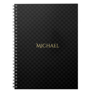 Carnet Faux Gold Nom personnalisé Black Check Motif