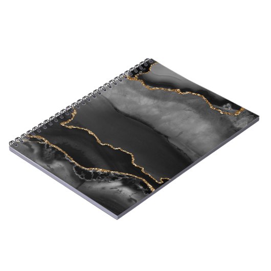 Carnet Faux Gris Marbré Agate Parties scintillant dorée P (Côté gauche)