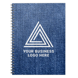 Carnet Faux Jean Bleu Denim Moderne Logo d'entreprise