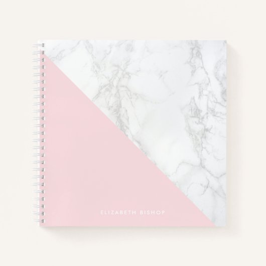 Carnet Faux Marbre à Accent rose-Bleu Personnalisé (Devant)