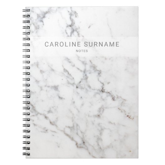 Carnet Faux Marbre blanc Texture Apparence et texte perso (Devant)