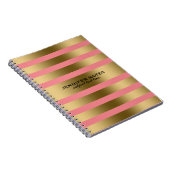 Carnet Faux métal Gold Stripes Arrière - plan rose (Côté Droit)