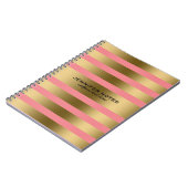 Carnet Faux métal Gold Stripes Arrière - plan rose (Côté gauche)