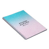 Carnet Faux paillettes ombrées rose et turquoise (Côté Droit)