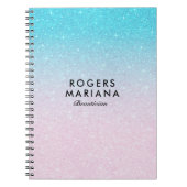 Carnet Faux paillettes ombrées rose et turquoise (Devant)