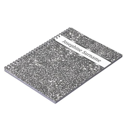 Carnet Faux Parties scintillant en argent Texture Look & (Côté gauche)