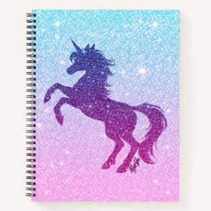 Carnet Faux Parties scintillant Galaxy Unicorn Art Sketch
