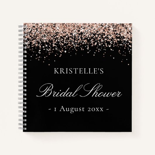 Carnet Faux Parties scintillant rose Fête des mariées noi (Devant)