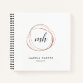 Carnet Faux Rose Gold Monogramme Abstrait (Devant)