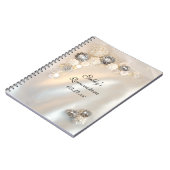 Carnet Faux White Pearl Boutons Diamant Quinceañera (Côté gauche)