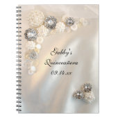 Carnet Faux White Pearl Boutons Diamant Quinceañera (Devant)
