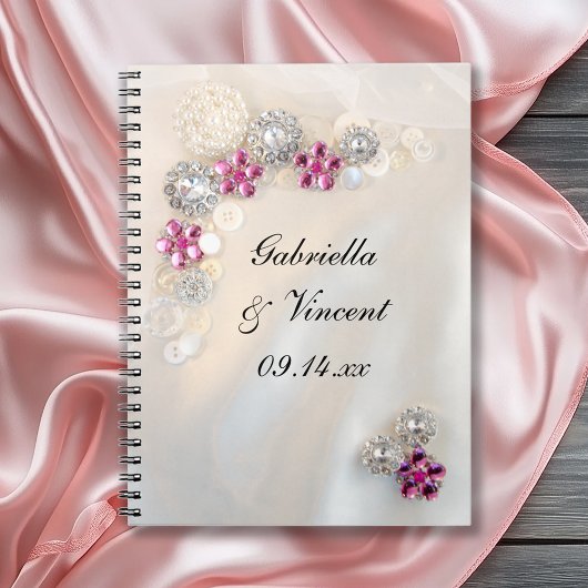 Carnet Faux White Pearl et Mariage des boutons de diamant