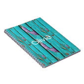 Carnet Faux Wood violet et bleu turquoise (Côté Droit)