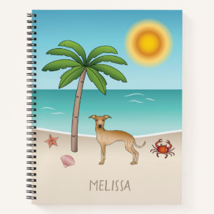 Carnet Fawn Italien Greyhound À Tropical Summer Beach