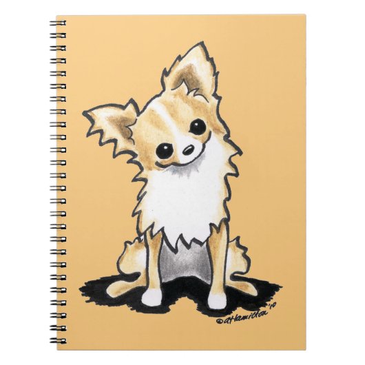Carnet Fawn & White Longhair Chihuahua Sit Joli (Devant)