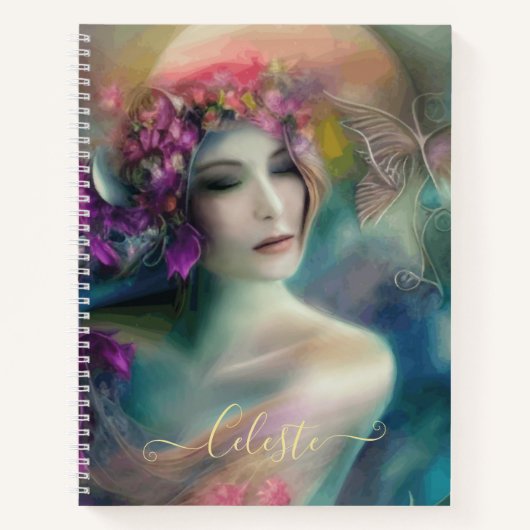 Carnet Fée Dans Le Jardin Fleur Aquarelle (Devant)