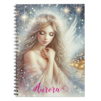 Carnet Fée de neige éthérée aquarelle festive féminine