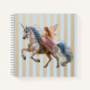 Carnet Fée Elfe Chevauchant une Licorne