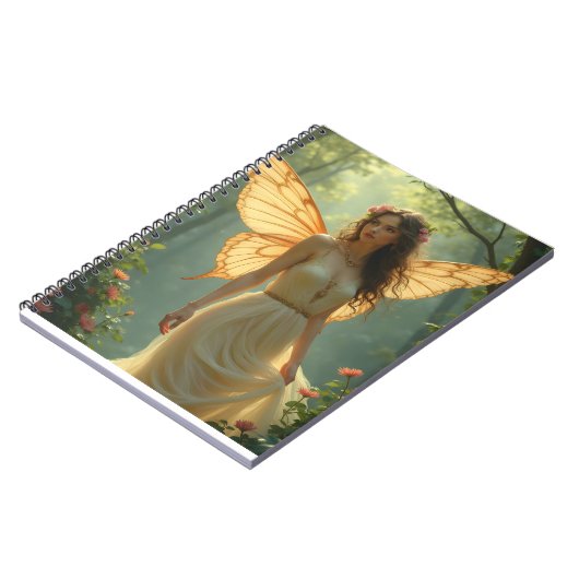 Carnet Fée en robe blanche dans la forêt (Côté gauche)