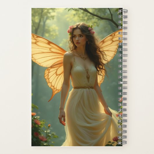 Carnet Fée en robe blanche dans la forêt (Verso)