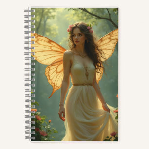 Carnet Fée en robe blanche dans la forêt