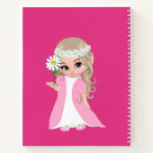 Carnet Fée et fleurs sur fond rose vif (Dos)