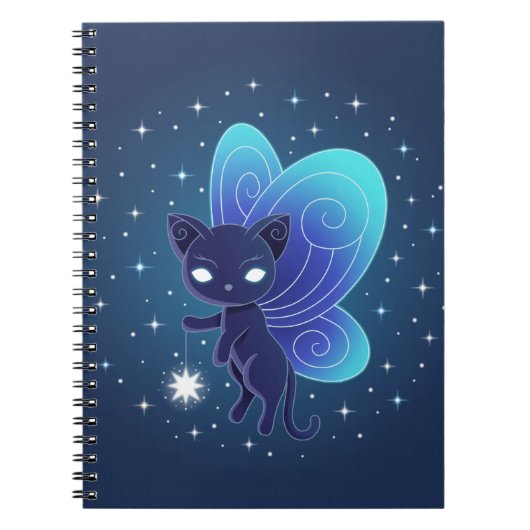 Carnet Fée Pixie Chat Étoile de Nuit (Devant)