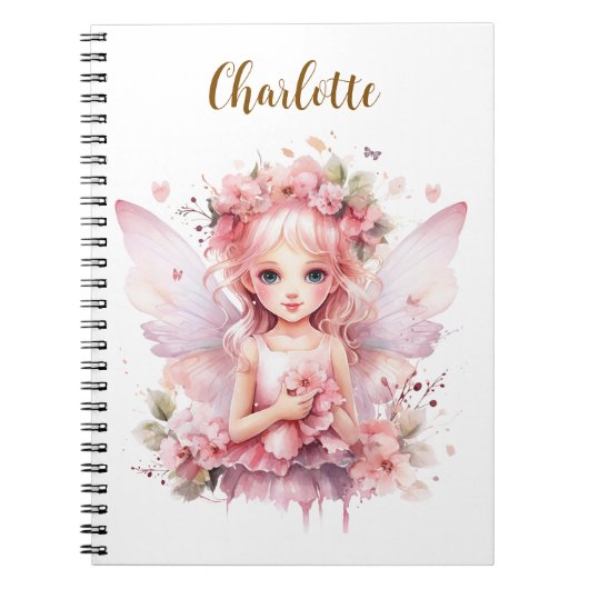 Carnet Fée rose pastel fantaisiste (Devant)