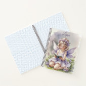 Carnet Fée violette lisant sur des fleurs d'herbe Personn (Intérieur)