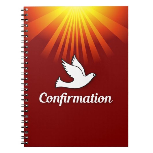 Carnet Félicitations Confirmation Colombe avec Or/Rouge (Devant)