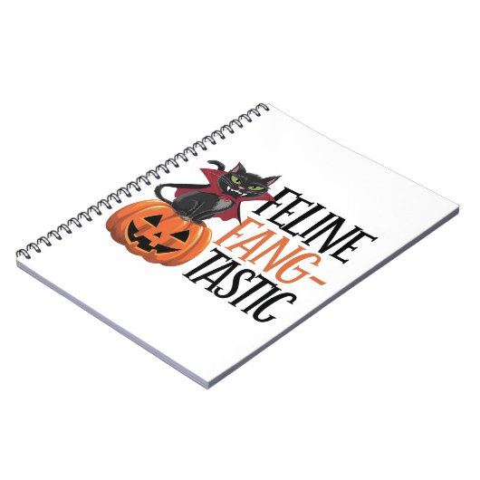 Carnet Feline Fang-tastic Halloween Conception de chat Va (Côté gauche)