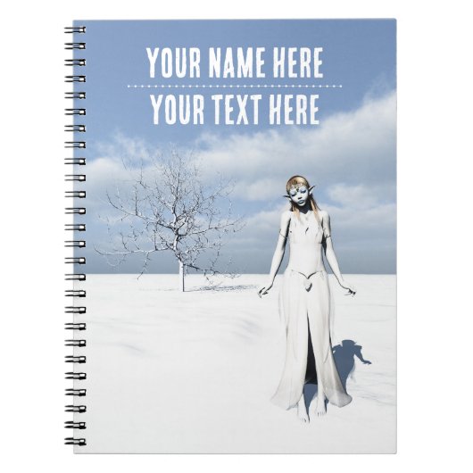 Carnet Female elf walking in the snow. Customizable text (Devant)