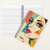 Carnet Femme Abstraite géométrique avec yeux Aqua (À l'intérieur)