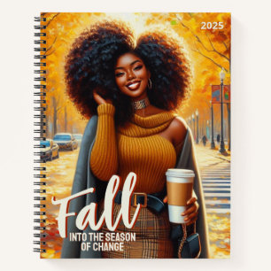 Carnet Femme afro-américaine courbée dans un automne conf