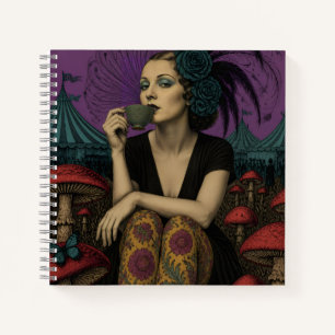 Carnet Femme boit du thé au cirque