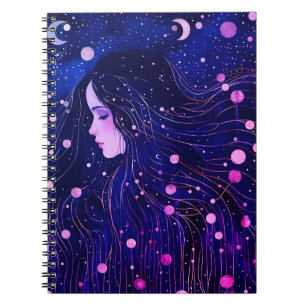 Carnet Femme Céleste Déesse Lune Étoiles Ciel