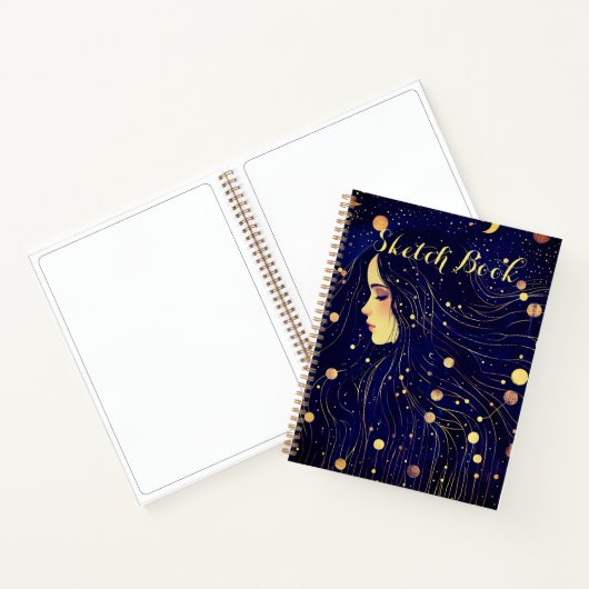 Carnet Femme céleste Sky Goddess Moon Stars Sketch Book (Intérieur)