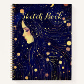 Carnet Femme céleste Sky Goddess Moon Stars Sketch Book (Devant)