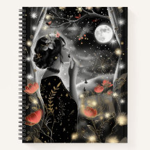 Femme de la Nuit étoilée en robe noire