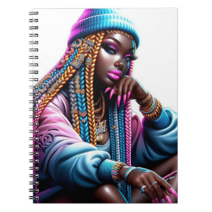 Carnet Femme de mode urbaine américaine à la mélanine