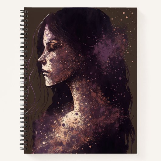 Carnet Femme des étoiles violet & Brown Grand couverture  (Devant)