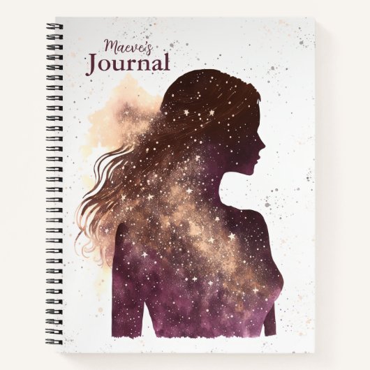 Carnet Femme des étoiles violet et Brown grand couverture (Devant)