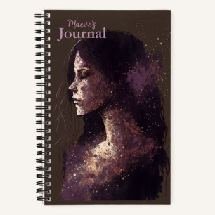 Carnet Femme des étoiles violet et Brown petit couverture