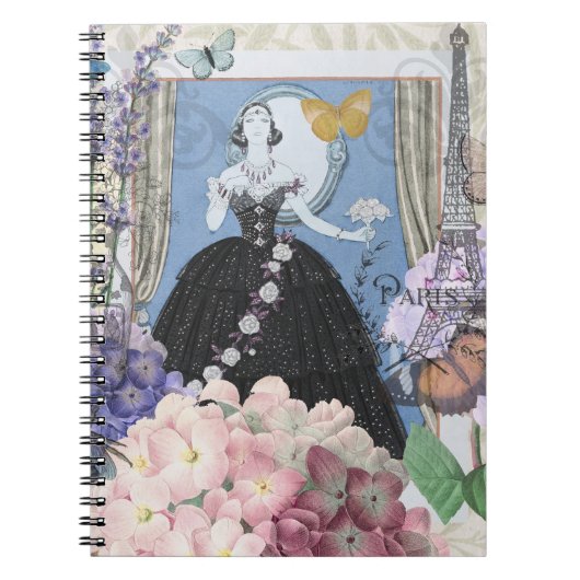 Carnet Femme élégante bleue Robe florale Chic (Devant)
