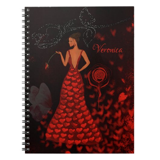 Carnet femme en robe rouge (Devant)