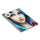 Carnet Femme éthérée avec des fleurs dans ses cheveux ble (Côté Droit)