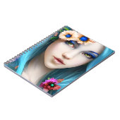 Carnet Femme éthérée avec des fleurs dans ses cheveux ble (Côté gauche)