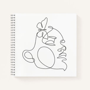 Carnet Femme Face Line Art
